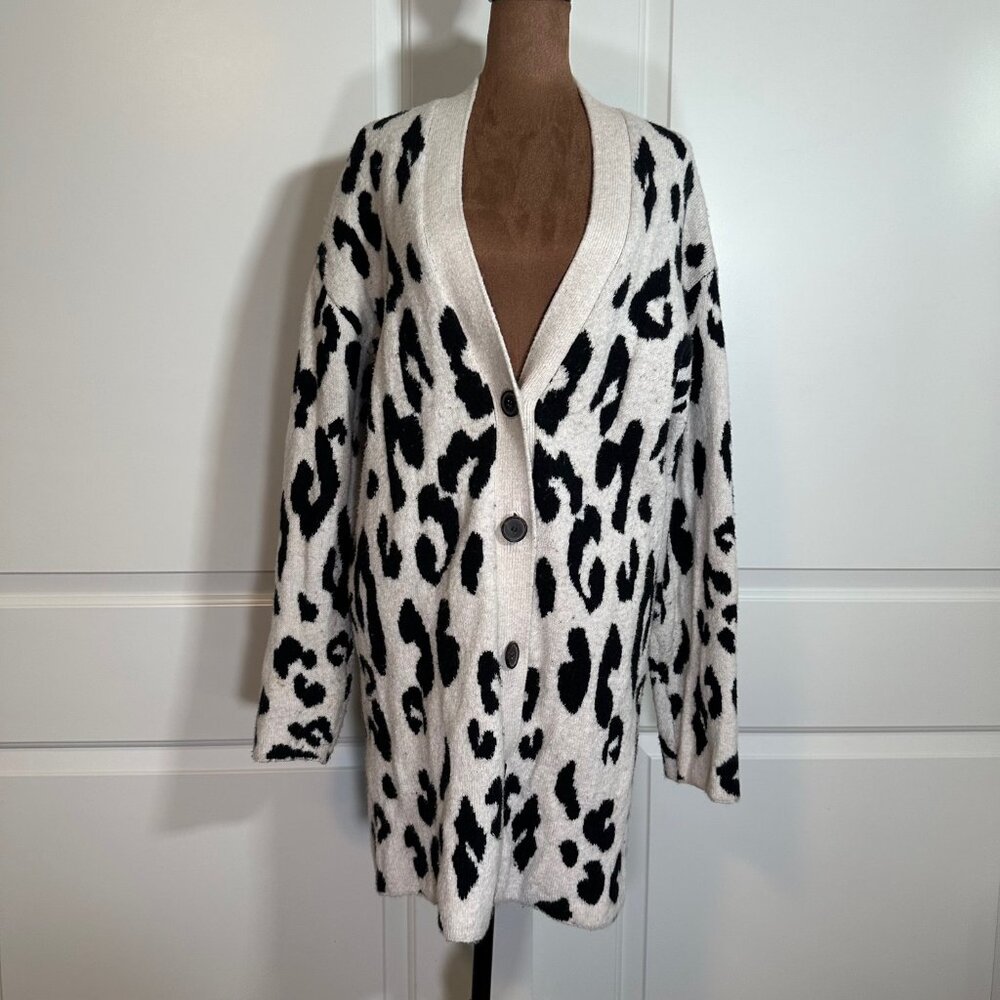 Leopard Print Long Line V-Neck Button Front Cardi… - image 6